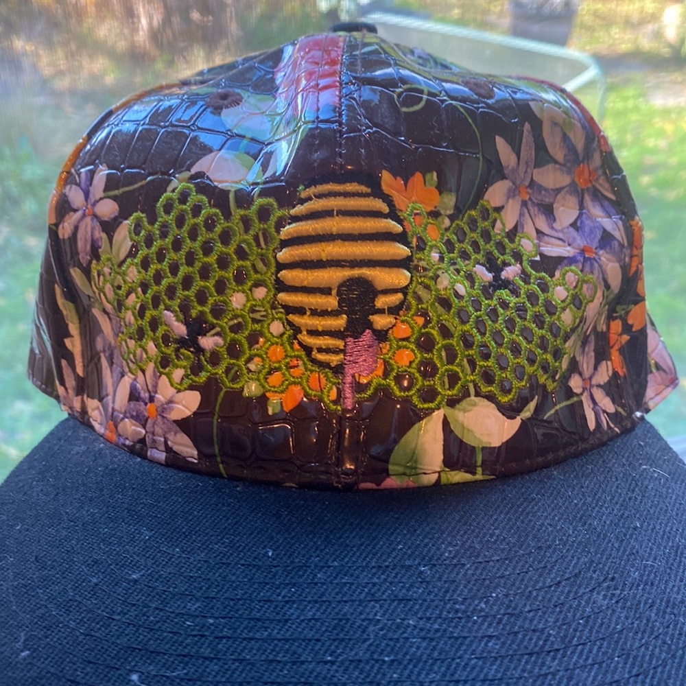 Rare sound light dimension vinyl embroidered beehive baseball hat.